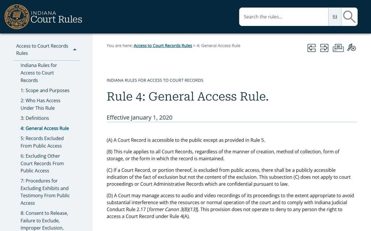 Switzerland County court records Access to Court Records Rule 4