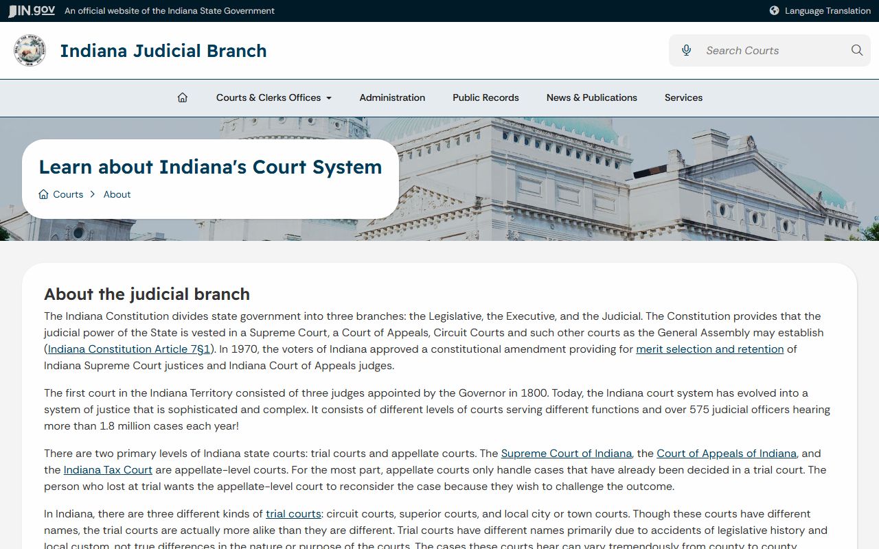 Switzerland County Circuit Court Indiana court system overview