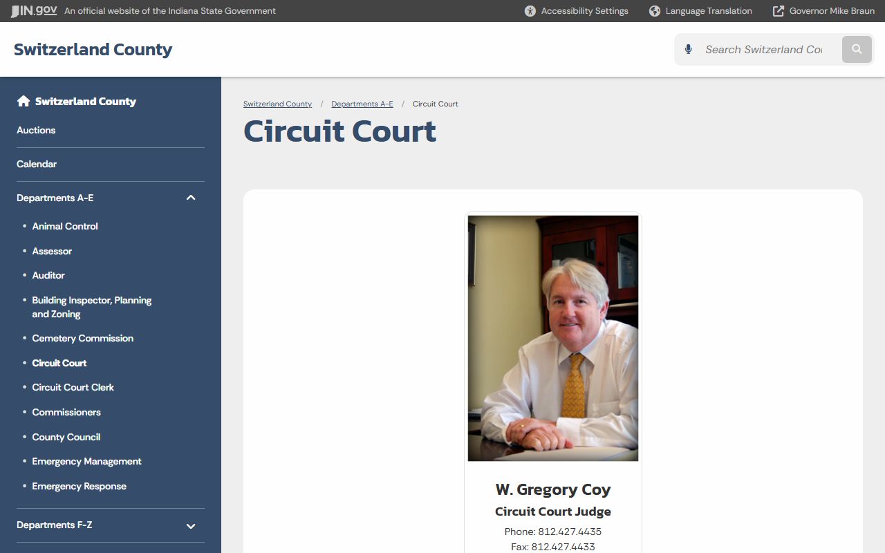 Switzerland County Circuit Court official court records page