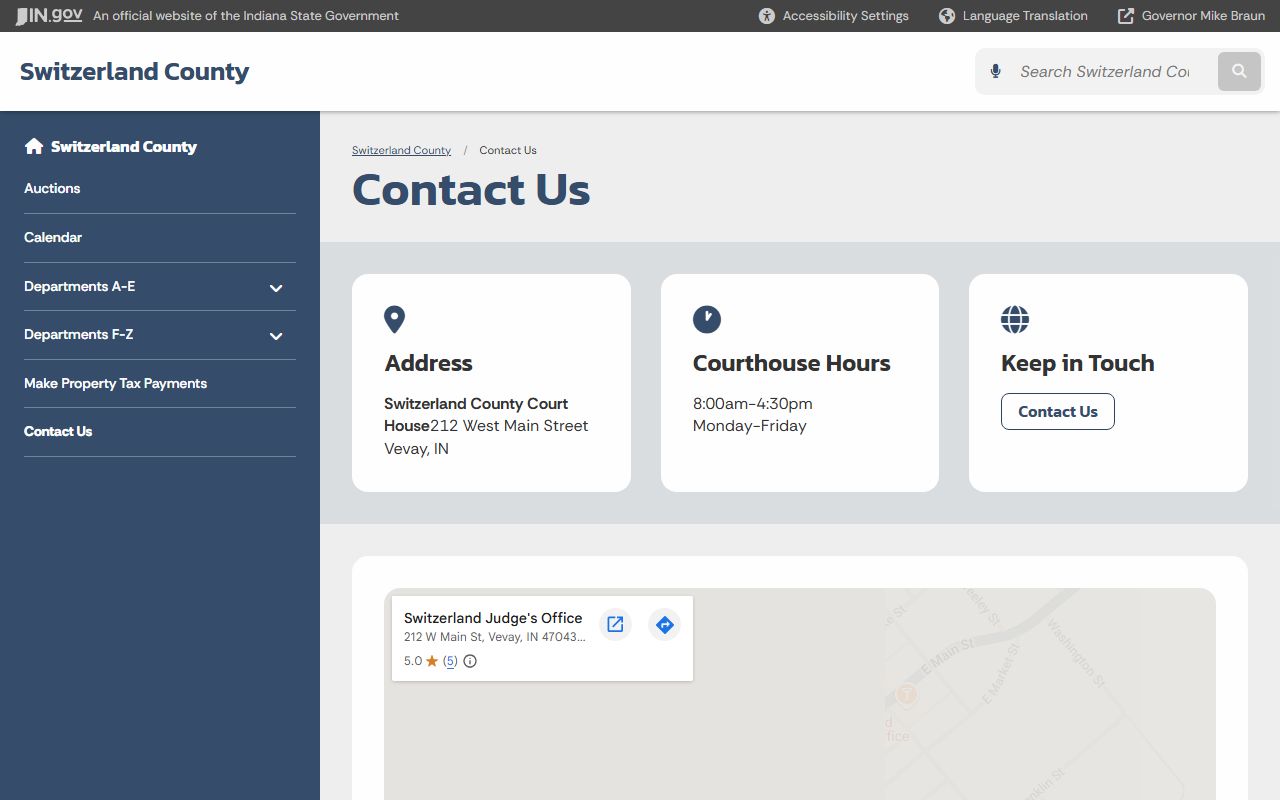 Switzerland County court records courthouse contact page
