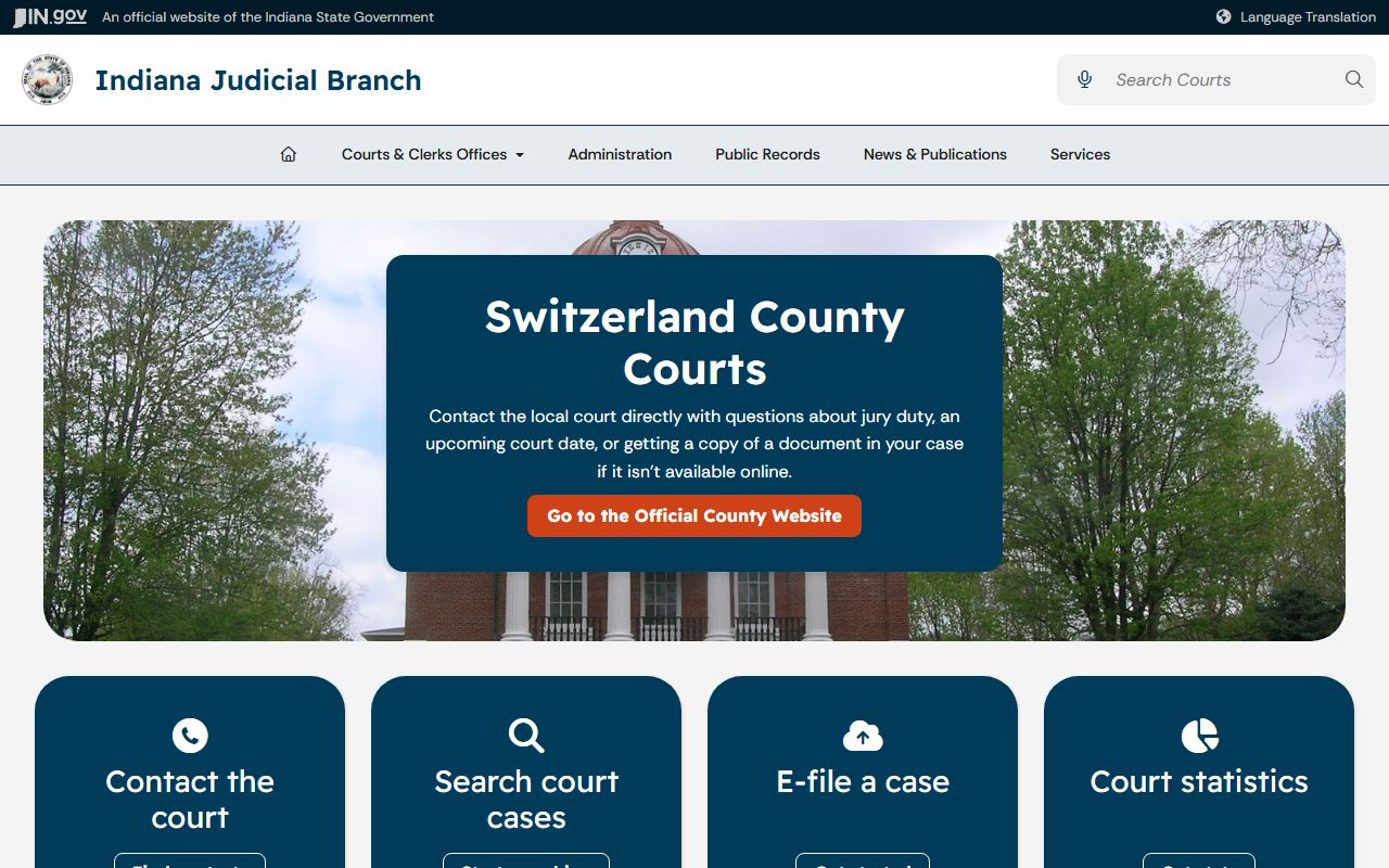 Switzerland County court records Indiana Judicial Branch page
