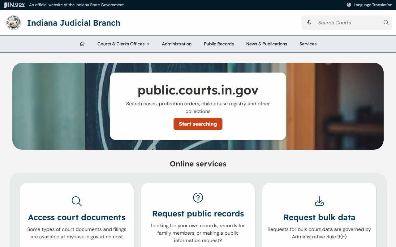 Switzerland County court records Indiana public records page
