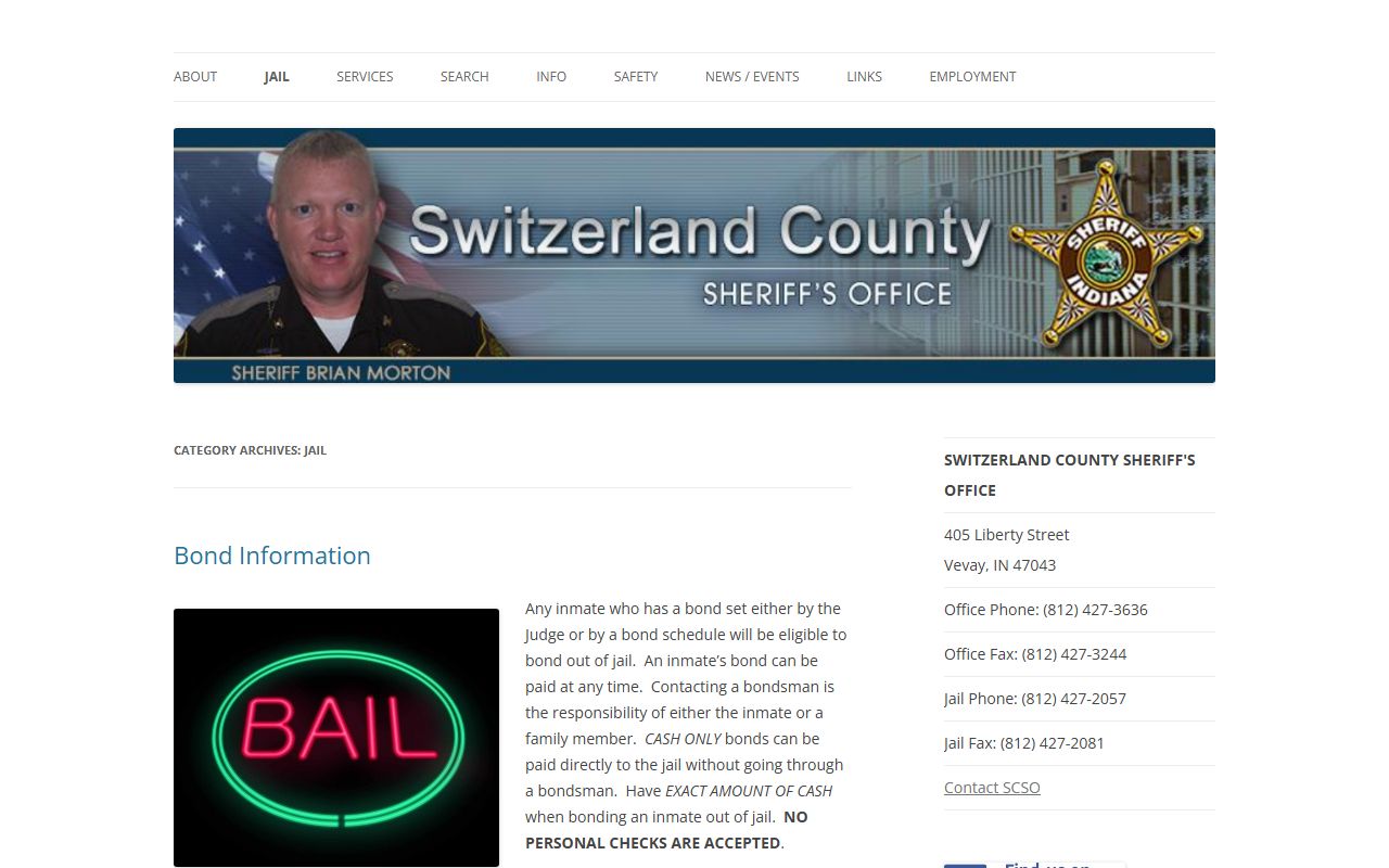 Switzerland County inmate search sheriff jail and VINE information