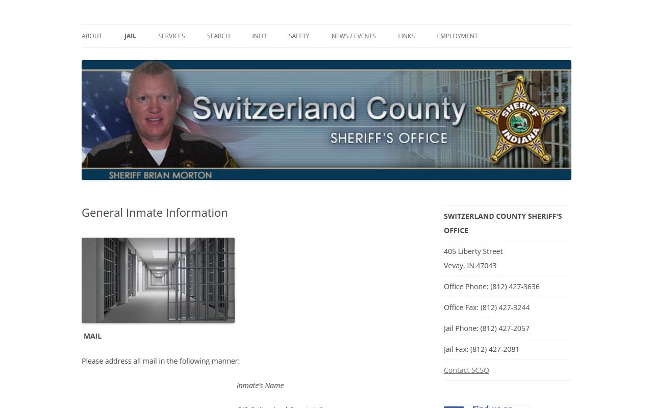 Switzerland County inmate search jail general inmate information