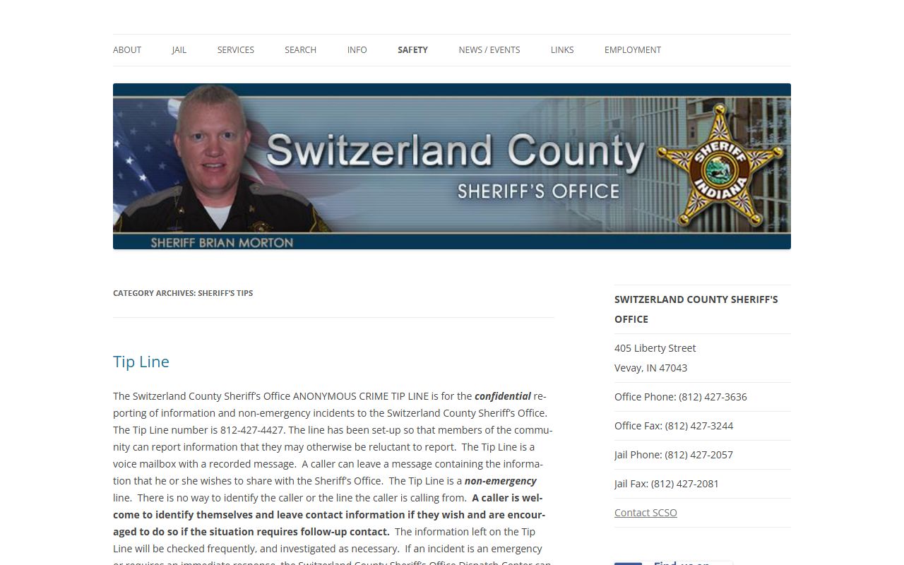 Switzerland County warrant search sheriff crime tip information
