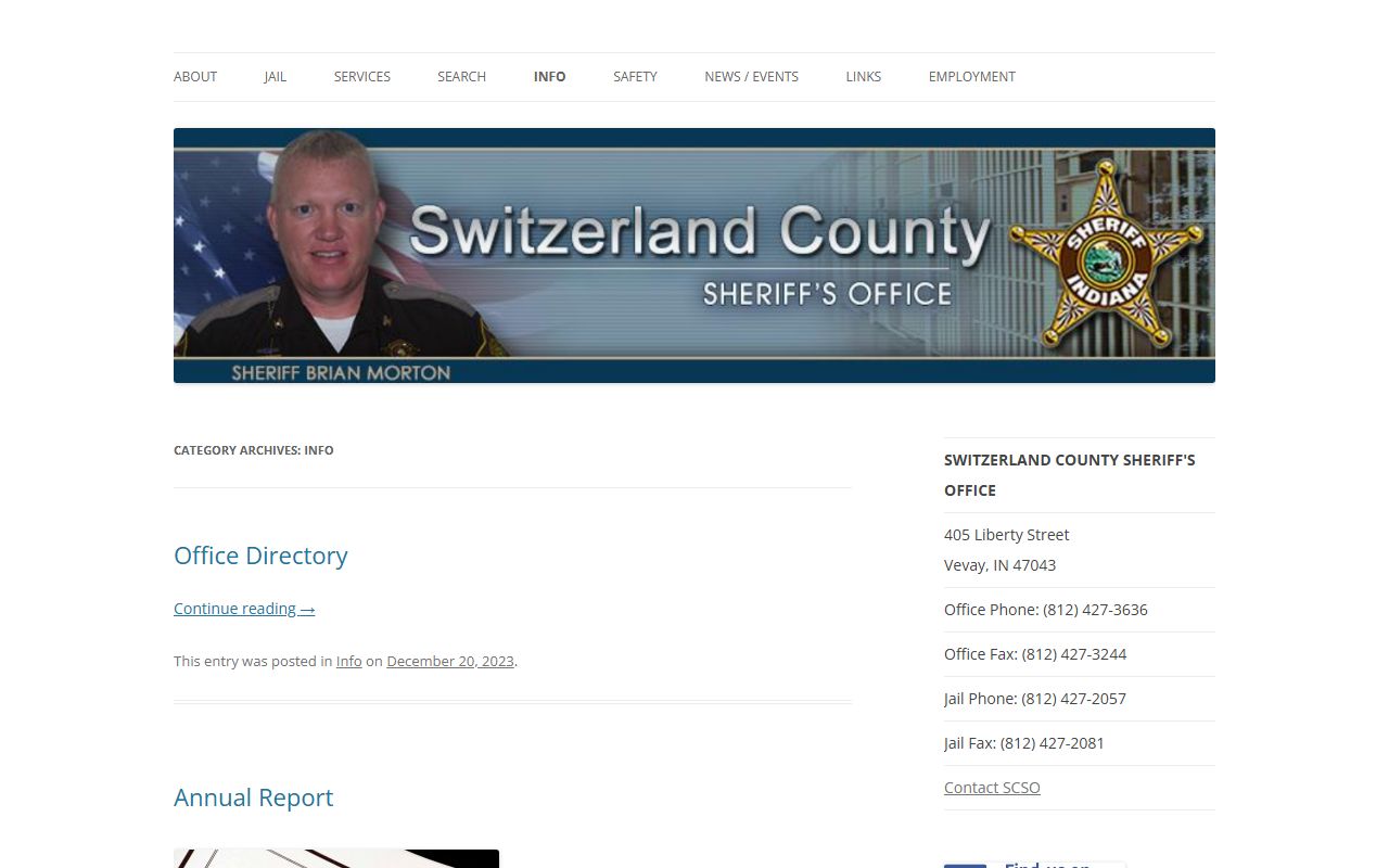 Switzerland County warrant search sheriff information and protective order page